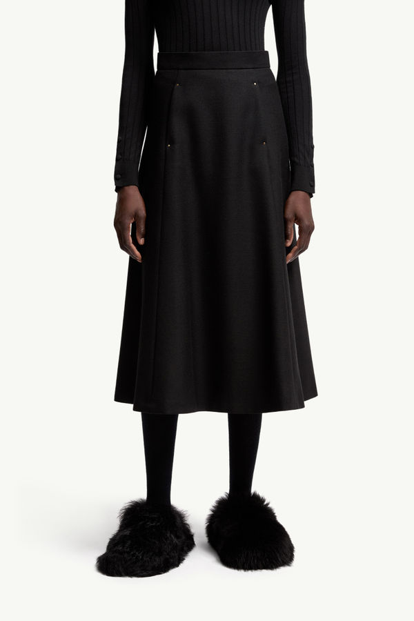 Mouliné Wool Midi Skirt Women Black Moncler 3