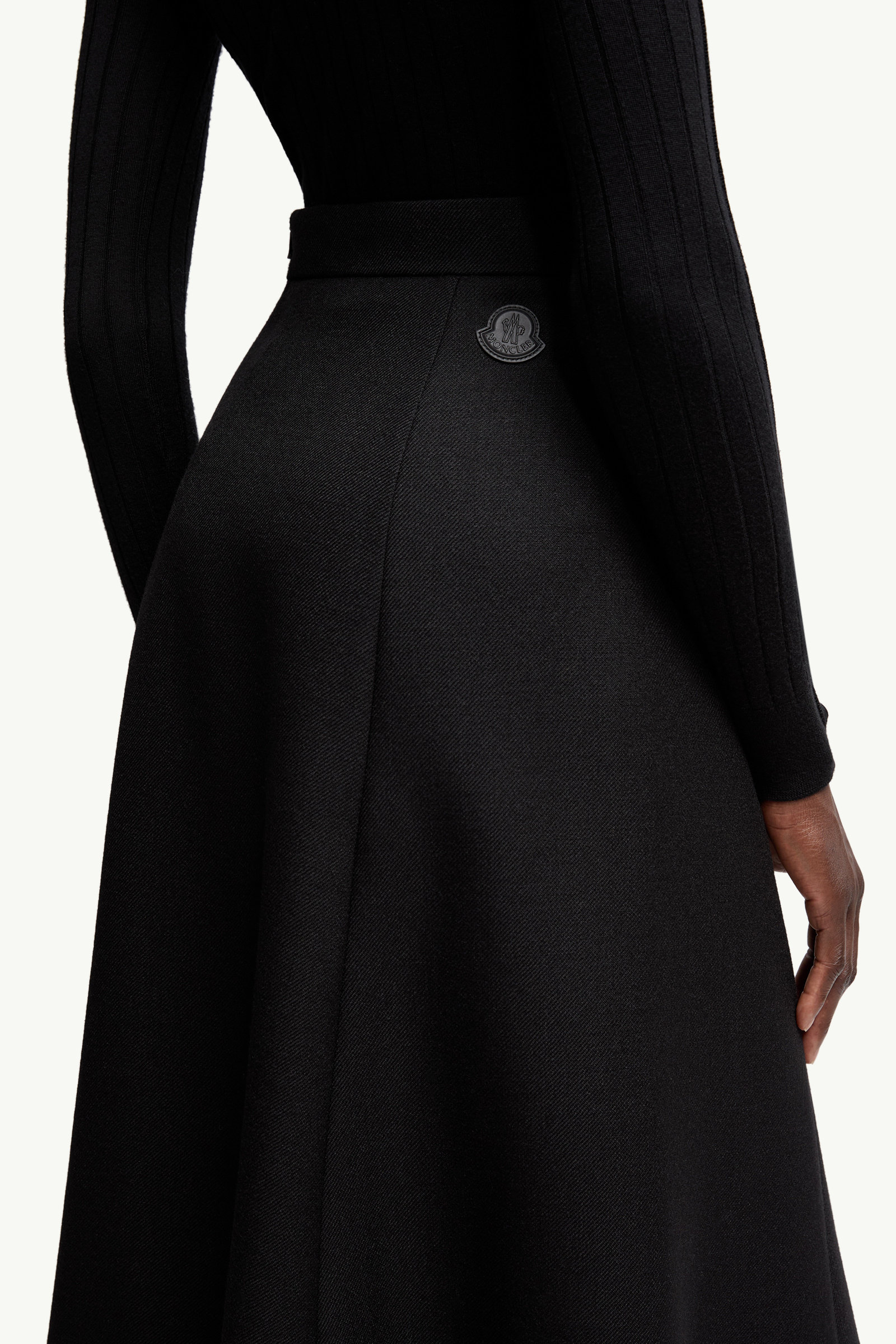 Mouliné Wool Midi Skirt Women Black Moncler 5