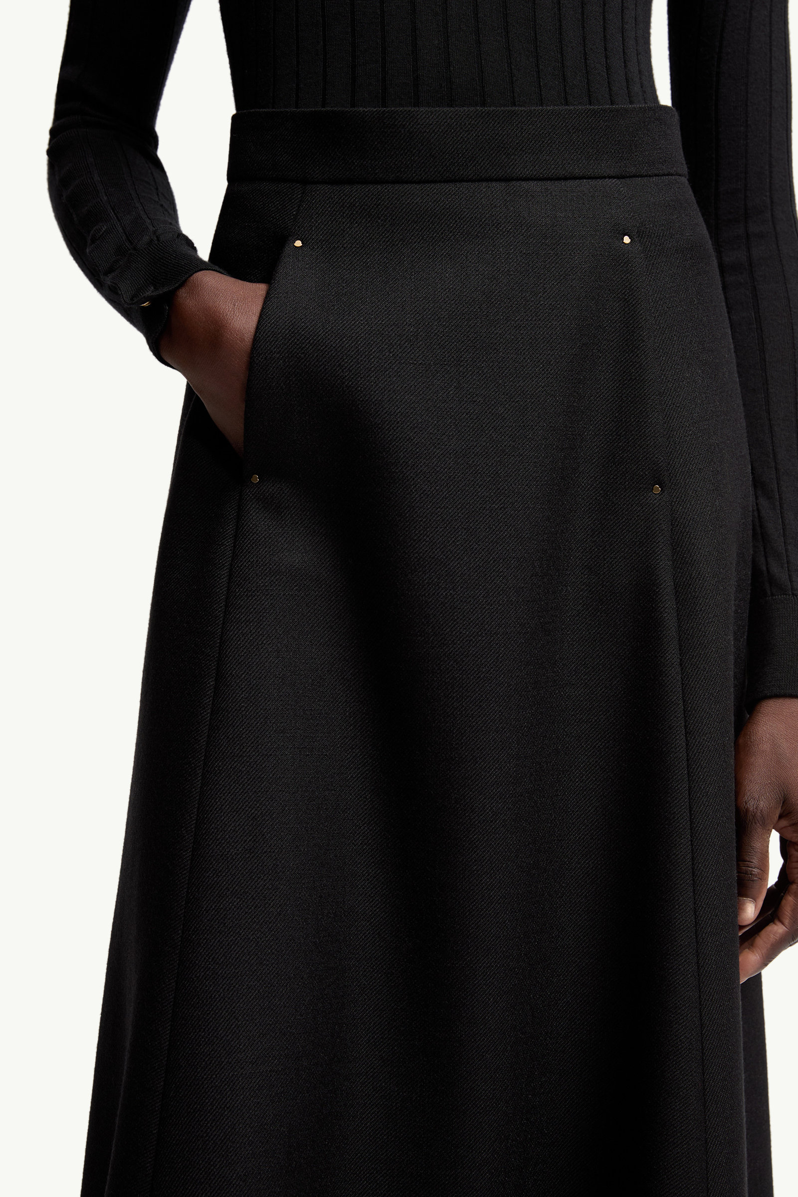 Mouliné Wool Midi Skirt Women Black Moncler 6