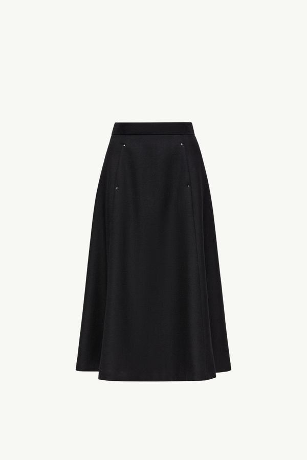 Mouliné Wool Midi Skirt Women Black Moncler 2