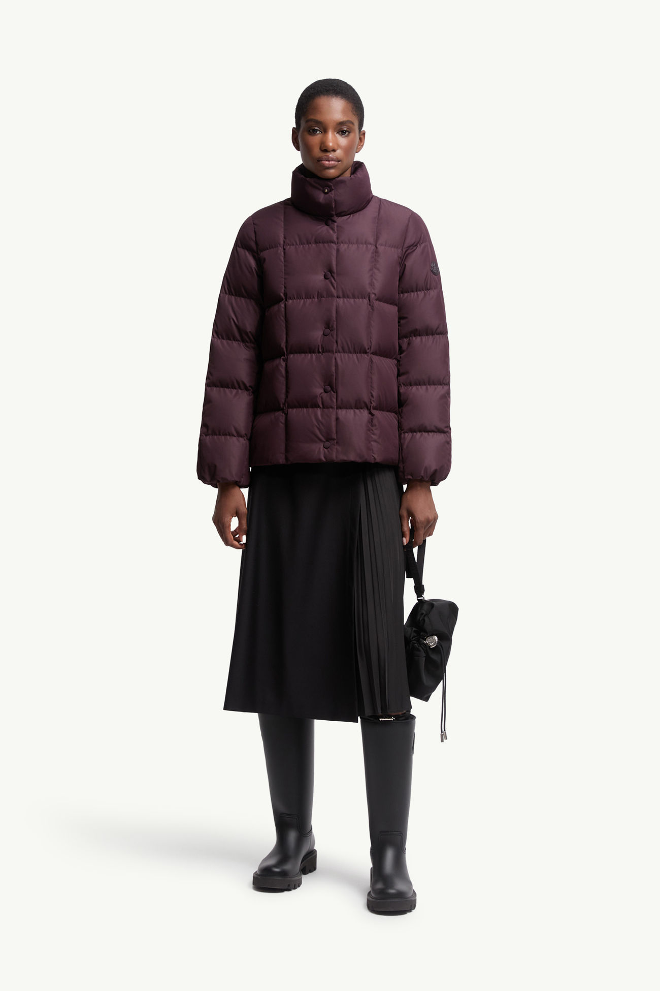 Falda hasta la rodilla de gabardina de lana Mujer Negro Moncler 0
