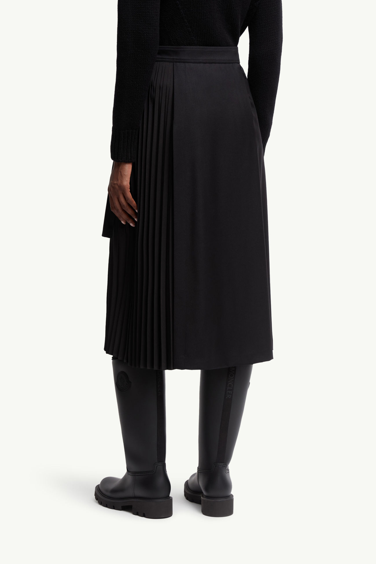 Gonna al Ginocchio in Gabardine di Lana Donna Nero Moncler 4