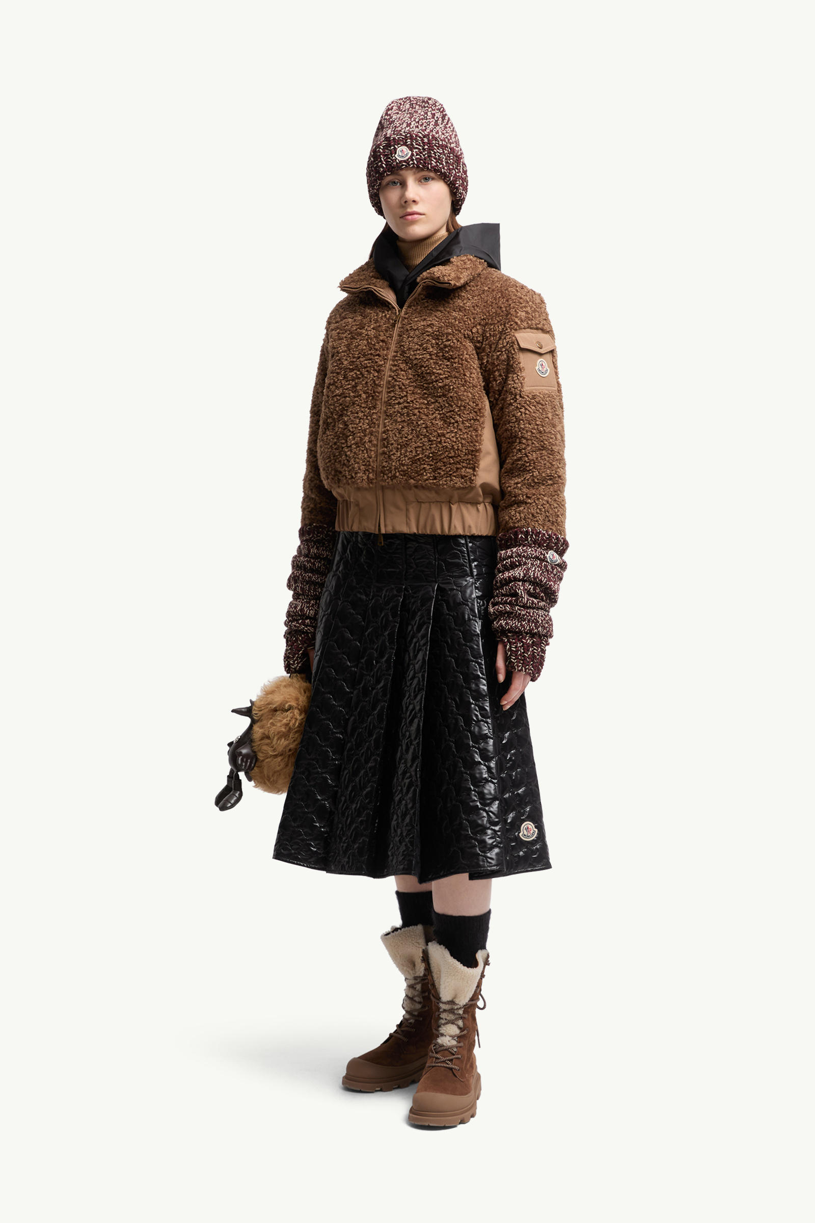 女士方形绗缝加衬中长半身裙 女士 黑色 Moncler 0