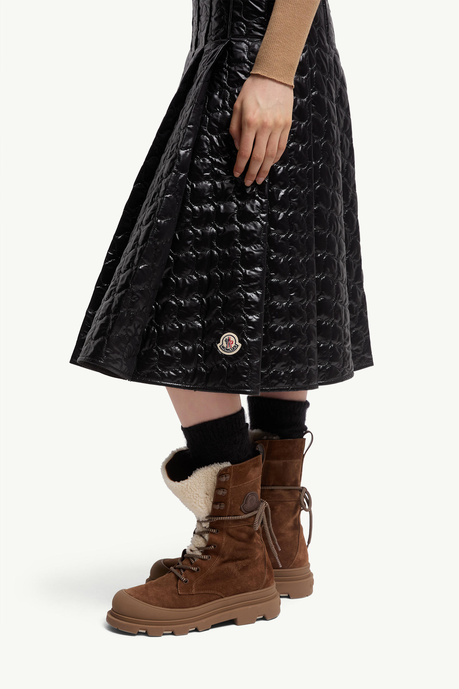 Jupe midi à matelassage carré Femmes Noir Moncler 1