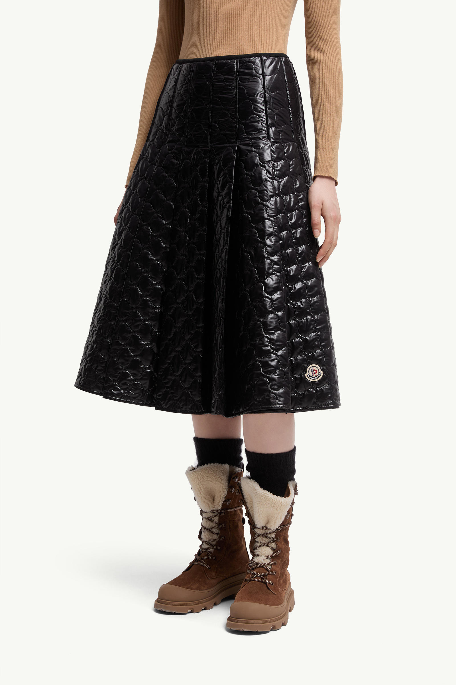 Jupe midi à matelassage carré Femmes Noir Moncler 3