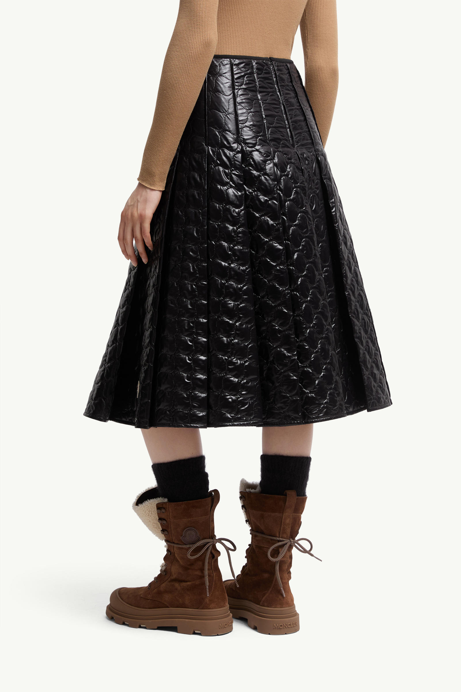 Jupe midi à matelassage carré Femmes Noir Moncler 4