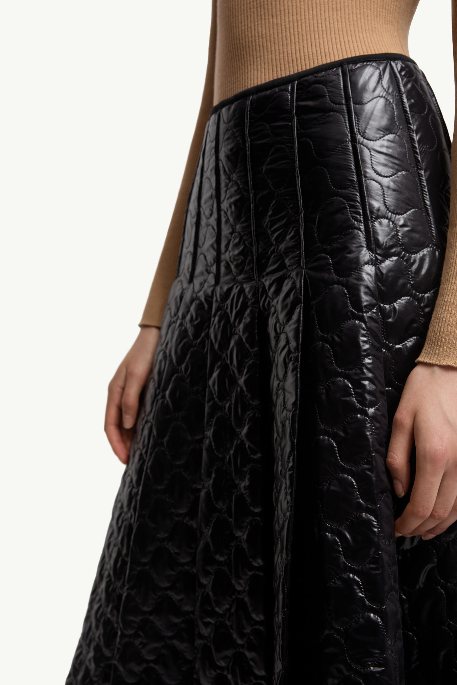 Jupe midi à matelassage carré Femmes Noir Moncler 5