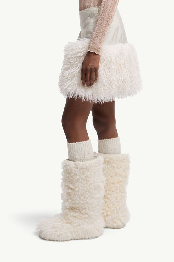 Teddy-Trimmed Mini Skirt Women White Ivory Moncler 1