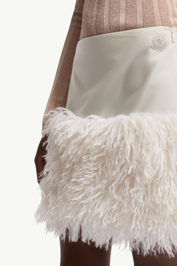 Teddy-Trimmed Mini Skirt Women White Ivory Moncler 5