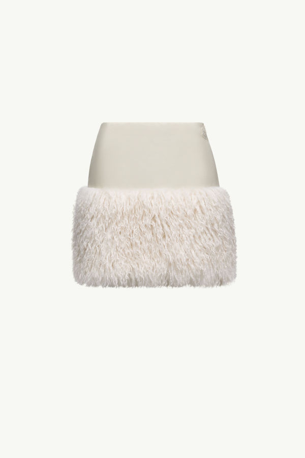 Teddy-Trimmed Mini Skirt Women White Ivory Moncler 2