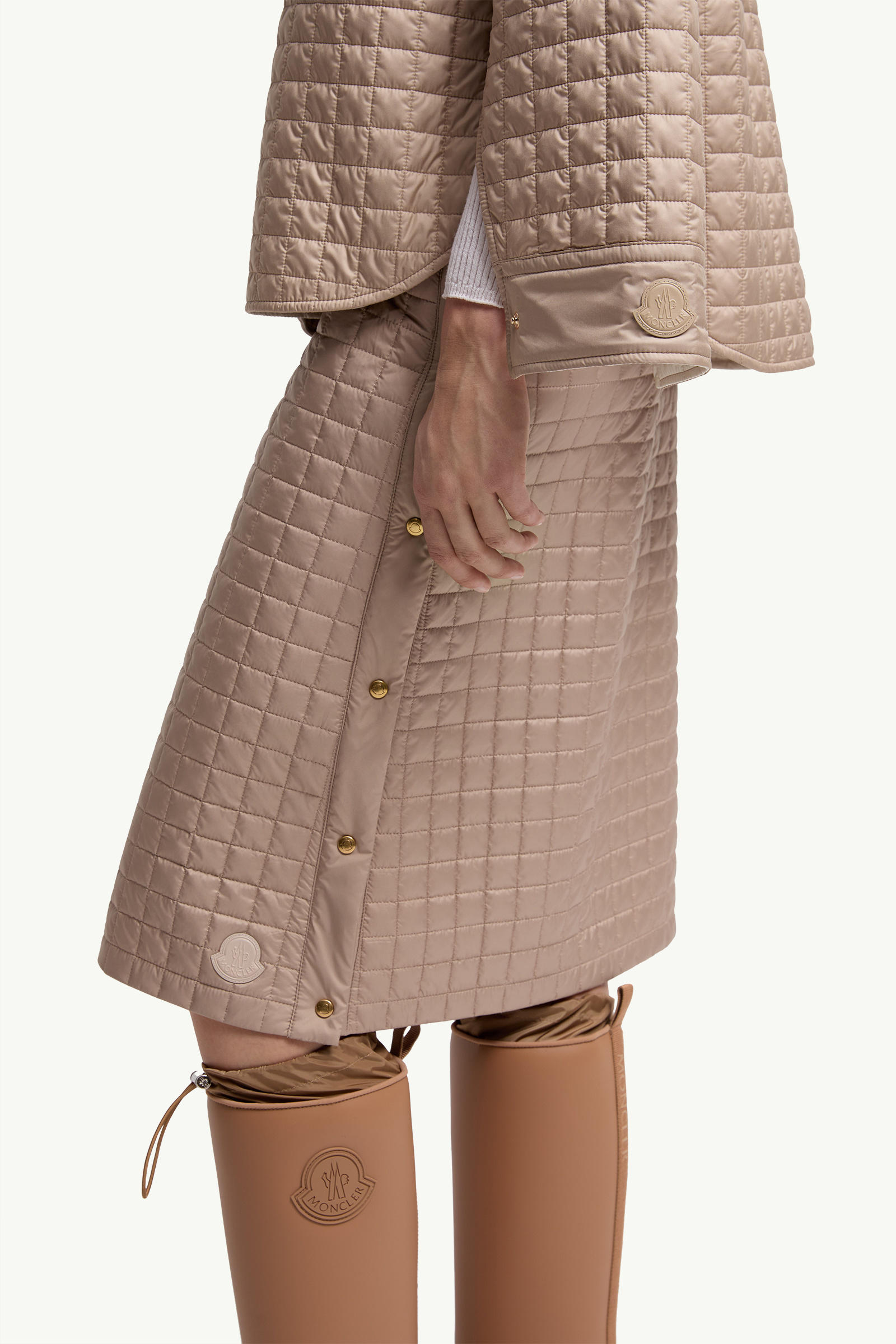 Square-Quilted Reversible Padded Shirt Women Beige Moncler 7