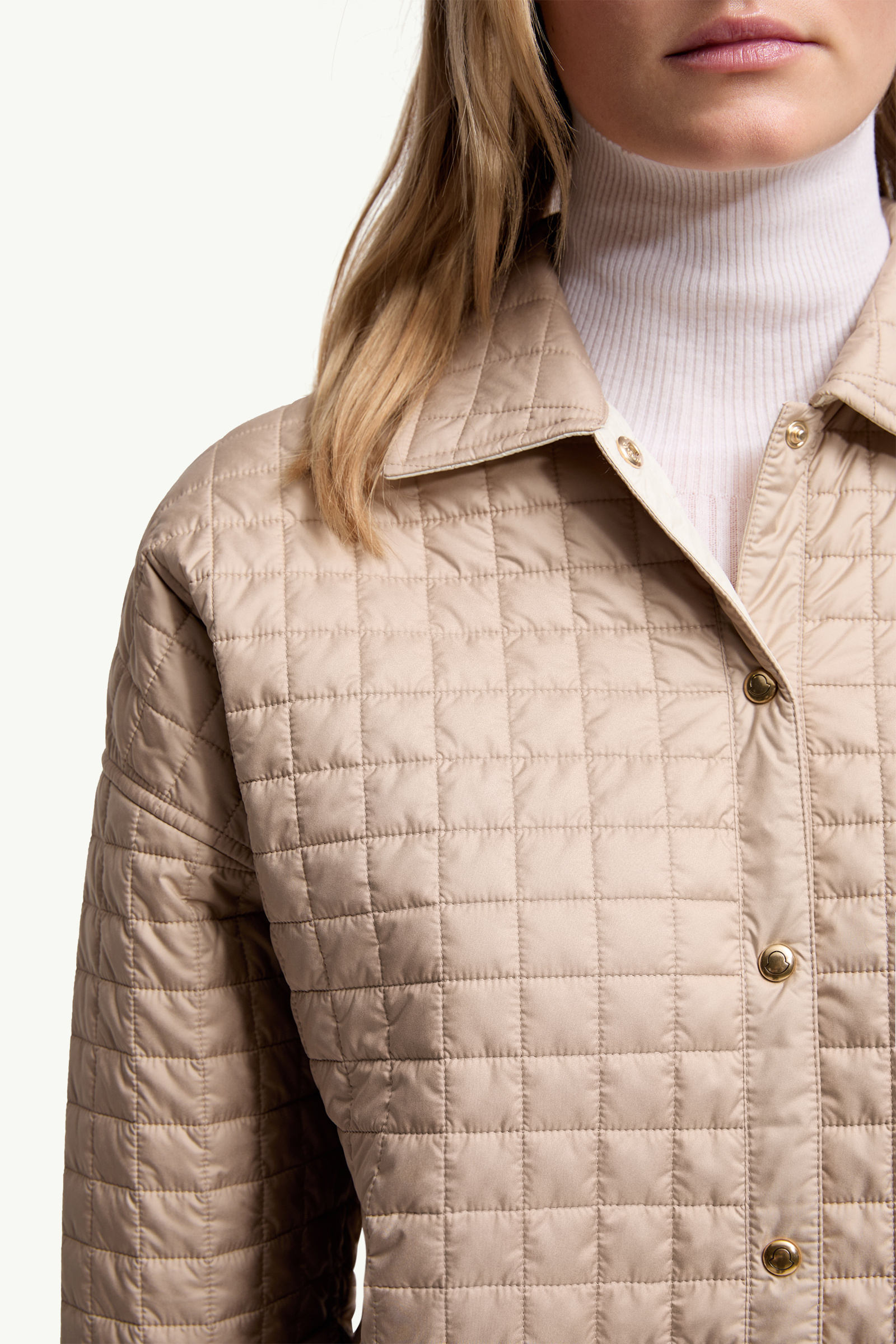 Square-Quilted Reversible Padded Shirt Women Beige Moncler 8