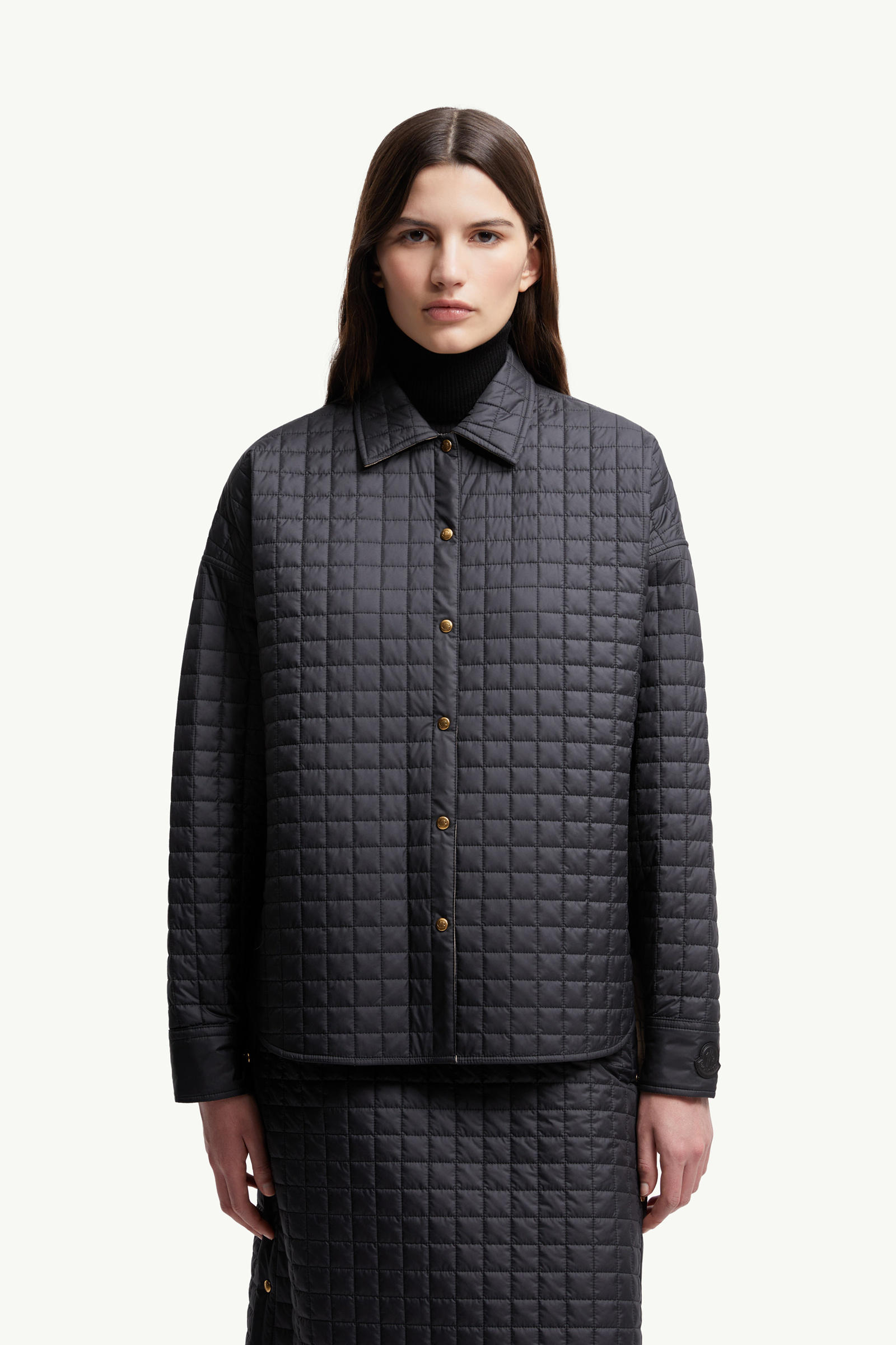 Square-Quilted Reversible Padded Shirt Women Black Moncler 3