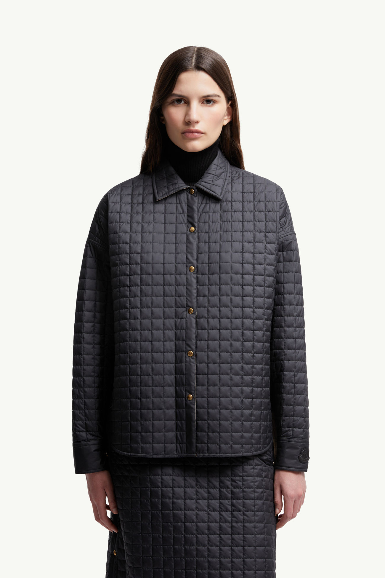 女士方形绗缝加衬衬衫 女士 黑色 Moncler 3