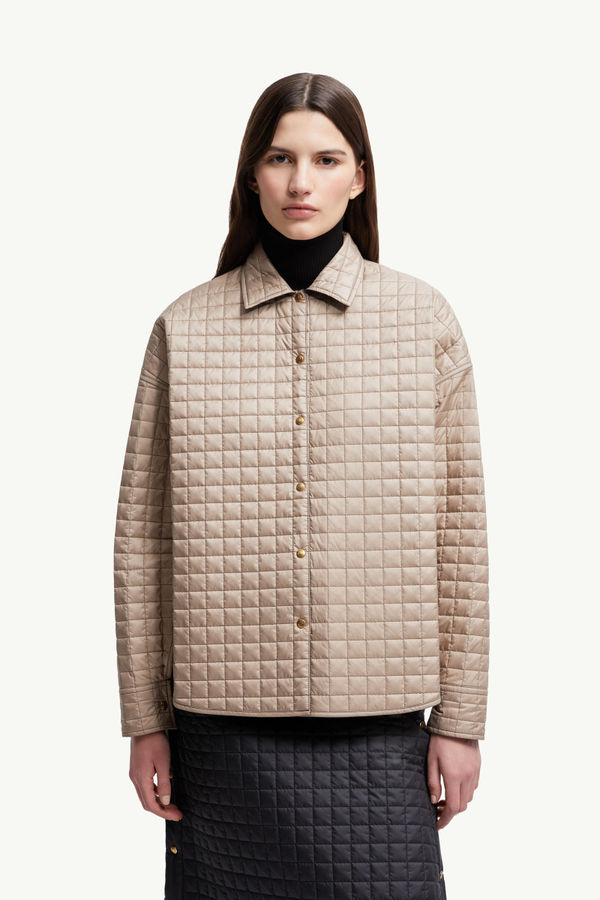 Square-Quilted Reversible Padded Shirt Women Black Moncler 5