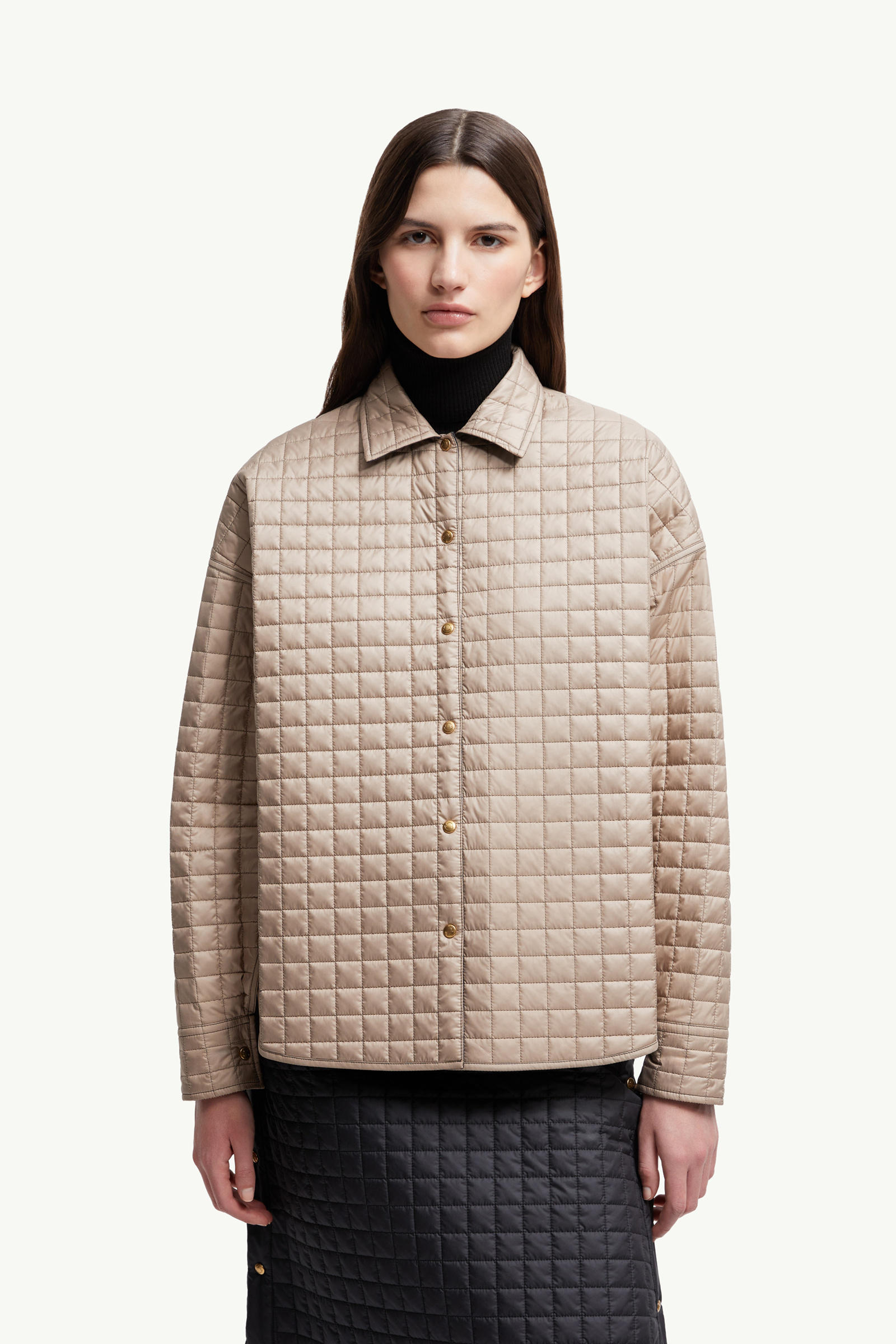 Square-Quilted Reversible Padded Shirt Women Black Moncler 5