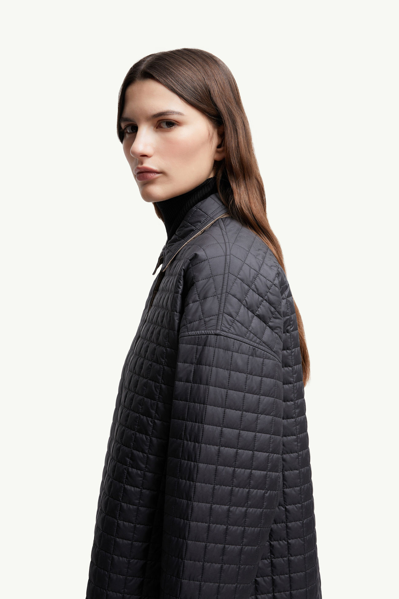 女士方形绗缝加衬衬衫 女士 黑色 Moncler 6