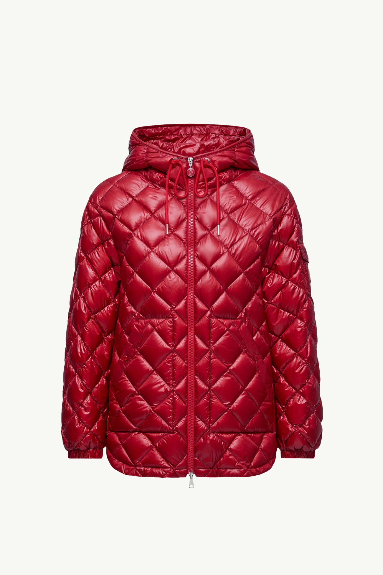 Doudoune courte Ă capuche et matelassage en losange Femmes Rouge Moncler 2