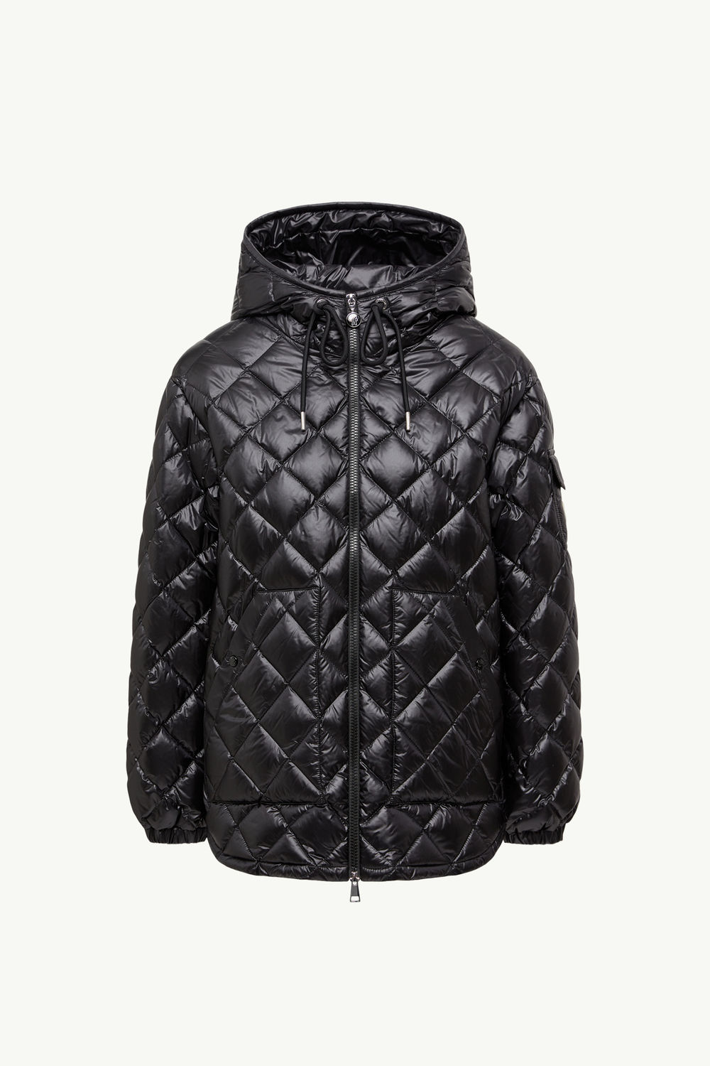 Diamond-Quilted Hooded Short Down Jacket Women Black Moncler 2