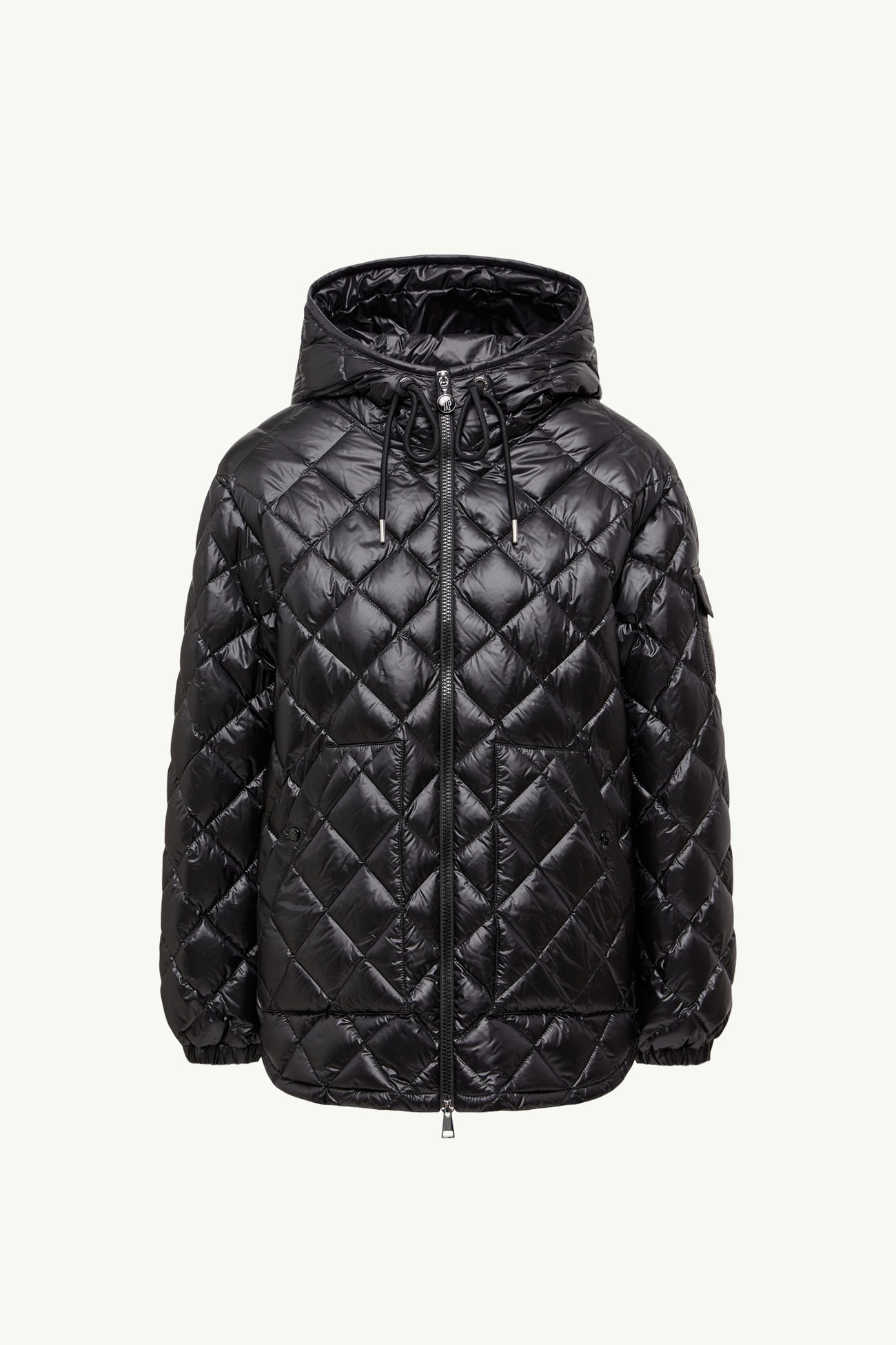Rautenförmig gesteppte kurze Daunenjacke mit Kapuze Damen Schwarz Moncler 2
