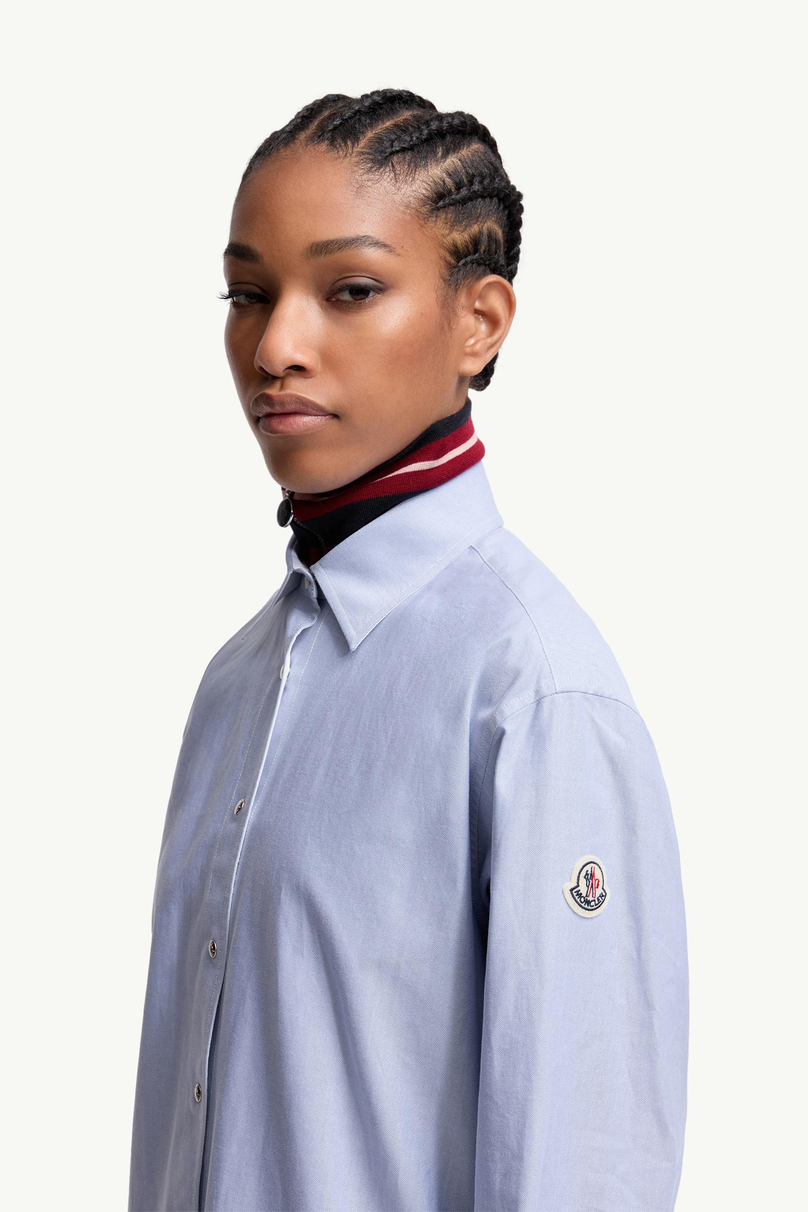 Oxford Cotton Long Sleeve Shirt Women Light Blue Moncler 1
