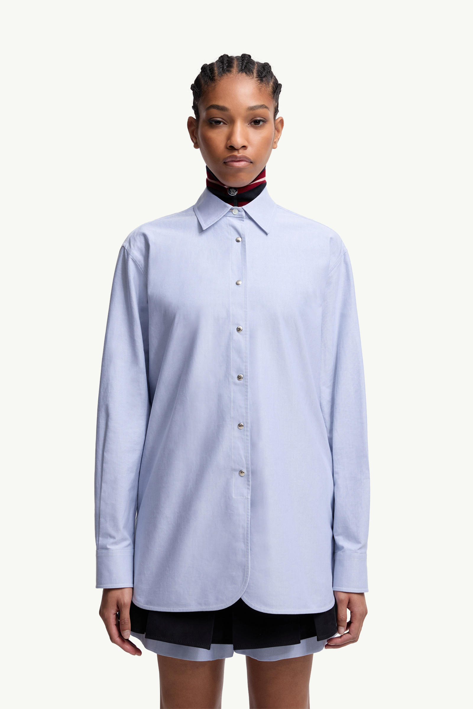 Oxford Cotton Long Sleeve Shirt Women Light Blue Moncler 3