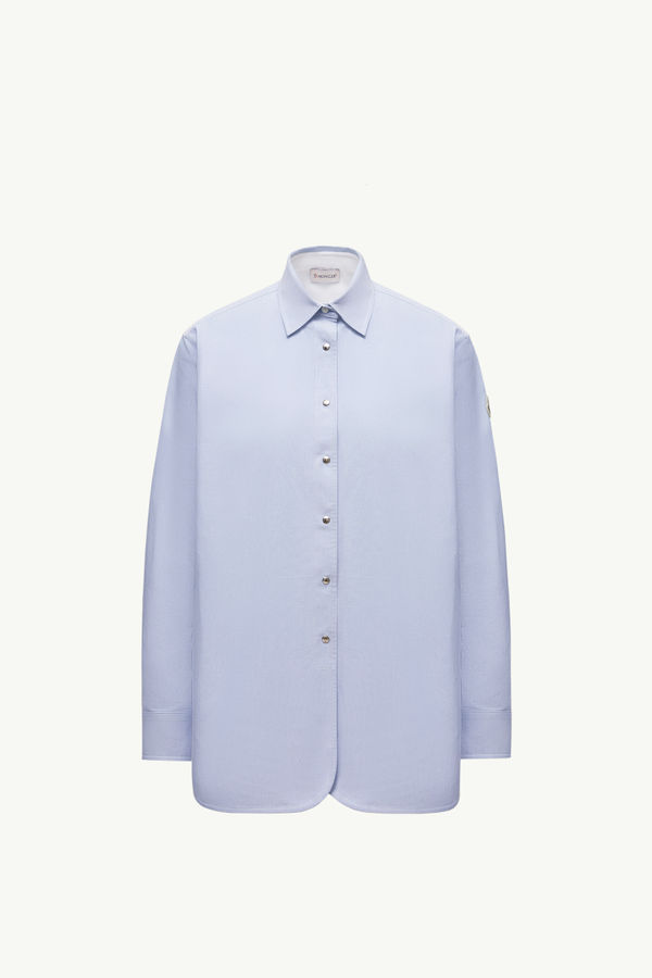 Oxford Cotton Long Sleeve Shirt Women Light Blue Moncler 2