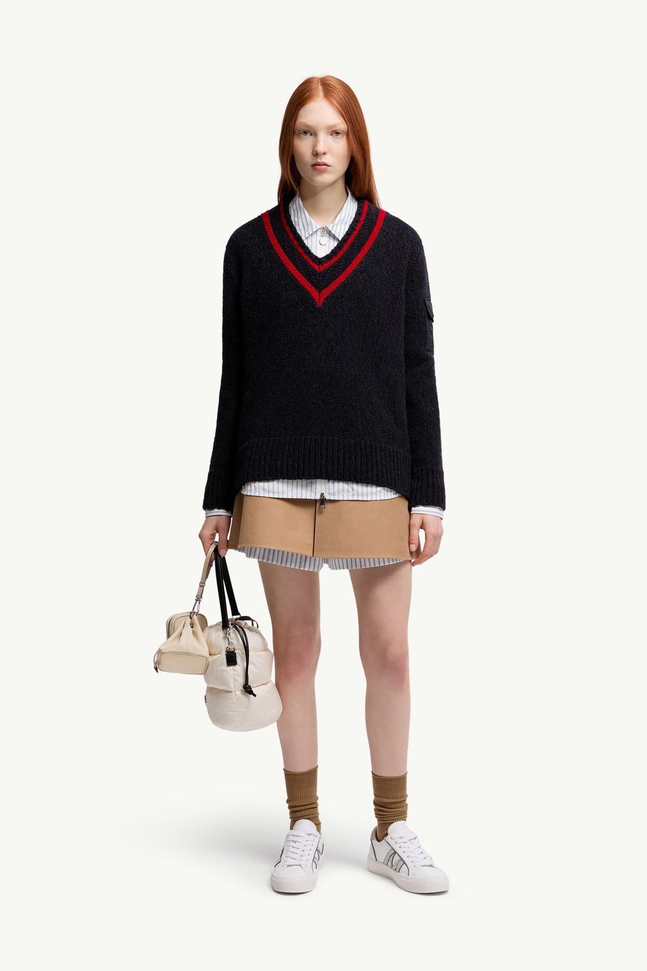 條紋長袖恤衫 女士 白色和淺藍色 Moncler 0