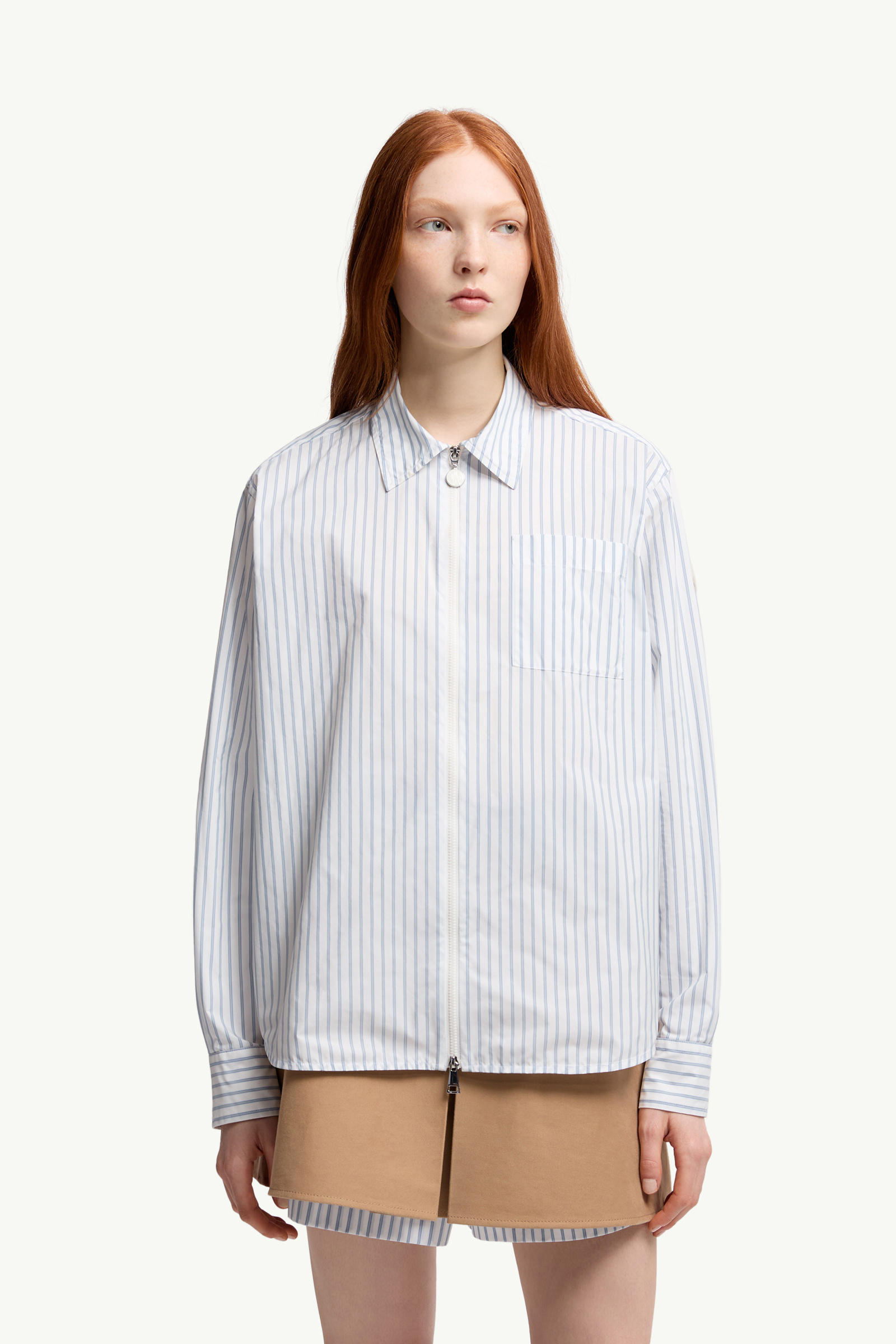 Polo de manga larga a rayas Mujer Blanco & Azul Claro Moncler 3