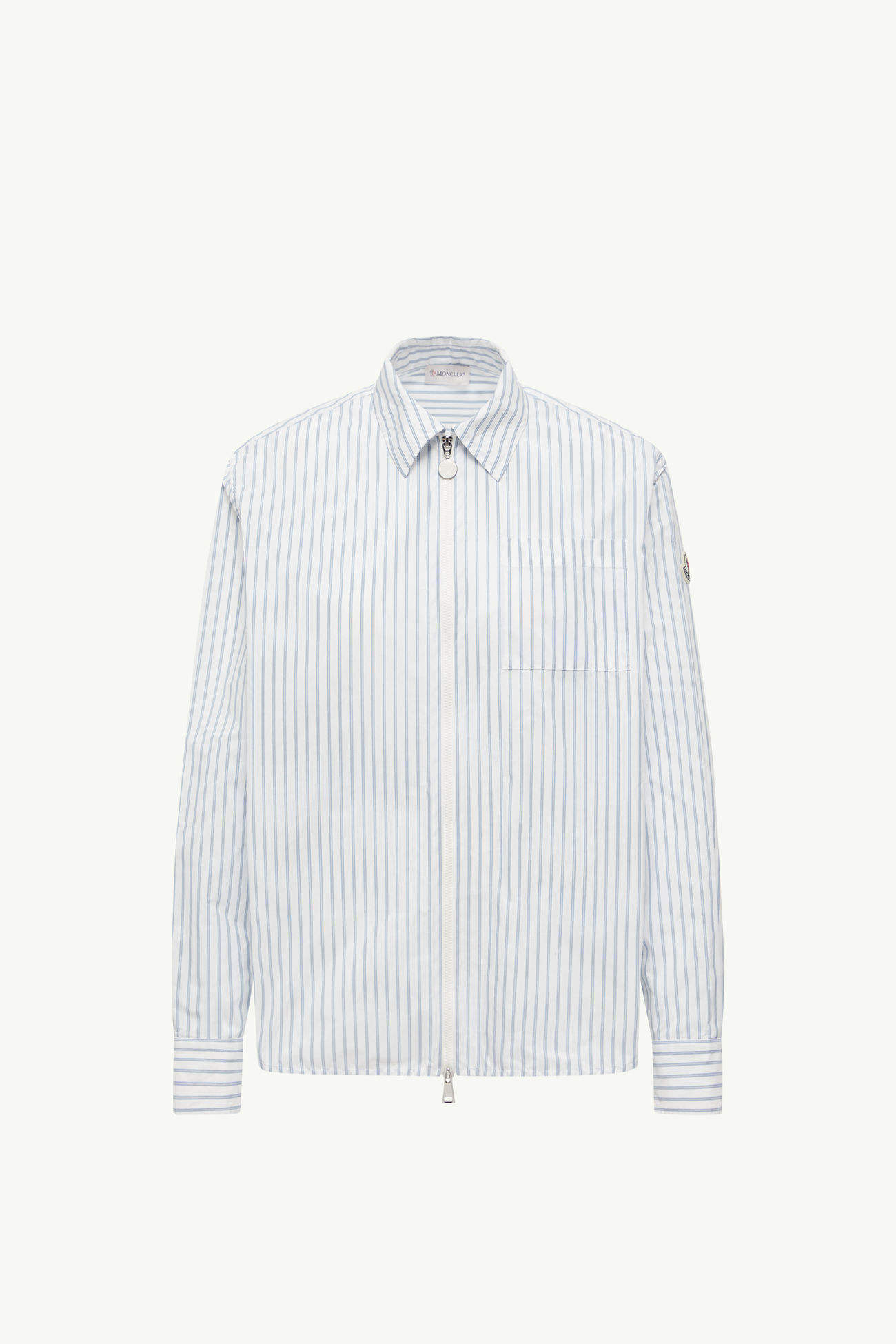 Striped Long Sleeve Shirt Women White & Light Blue Moncler 2