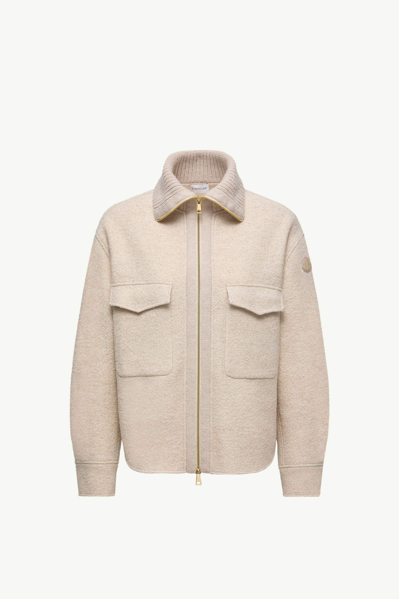 毛圈布羊毛混紡拉鏈恤衫 女士 淺米色 Moncler 2