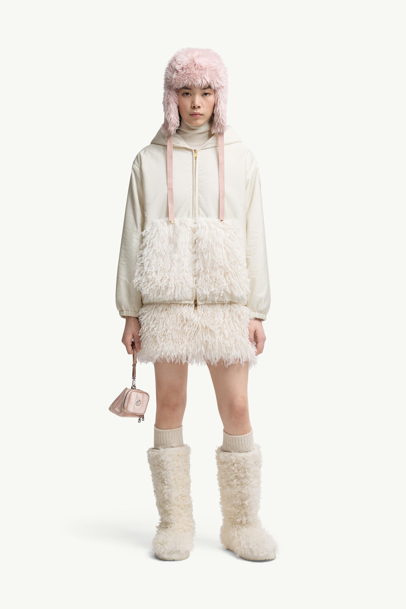 Teddy-Trimmed Padded Zip-Up Hoodie Size: 38