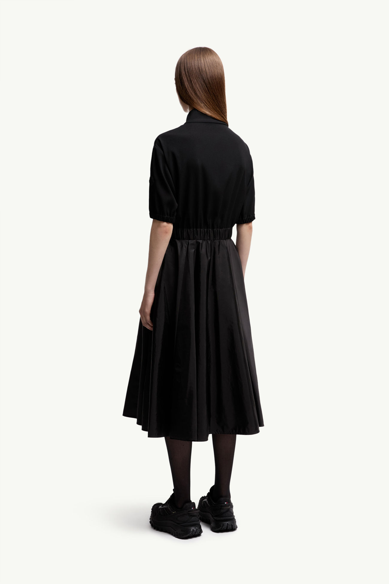 Vestido midi de satén Mujer Negro Moncler 4
