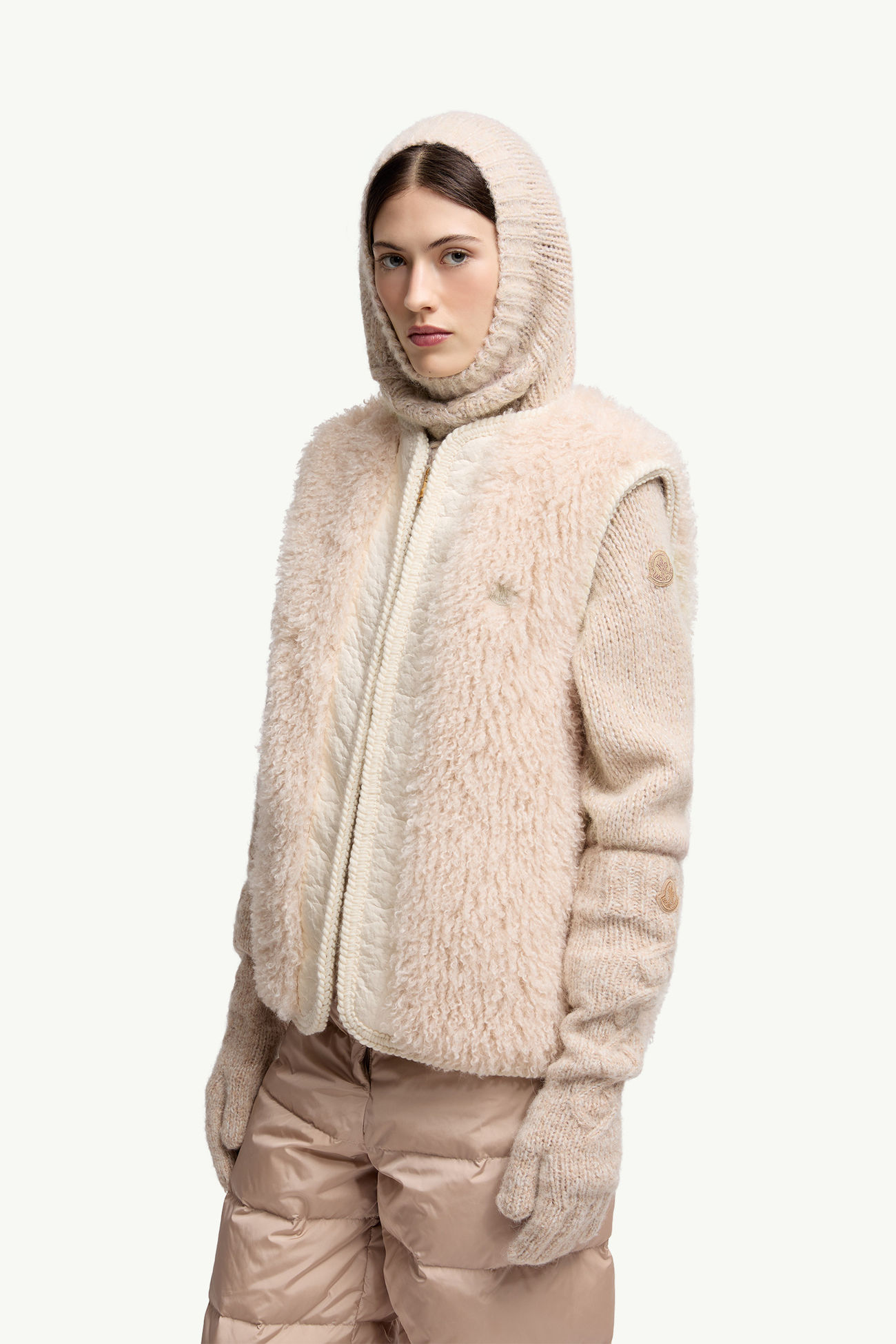 羊駝毛混紡手套 女士 米色 Moncler 1