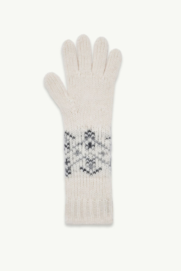Crystal-Embroidered Alpaca & Wool Blend Gloves Women White Ivory Moncler 3