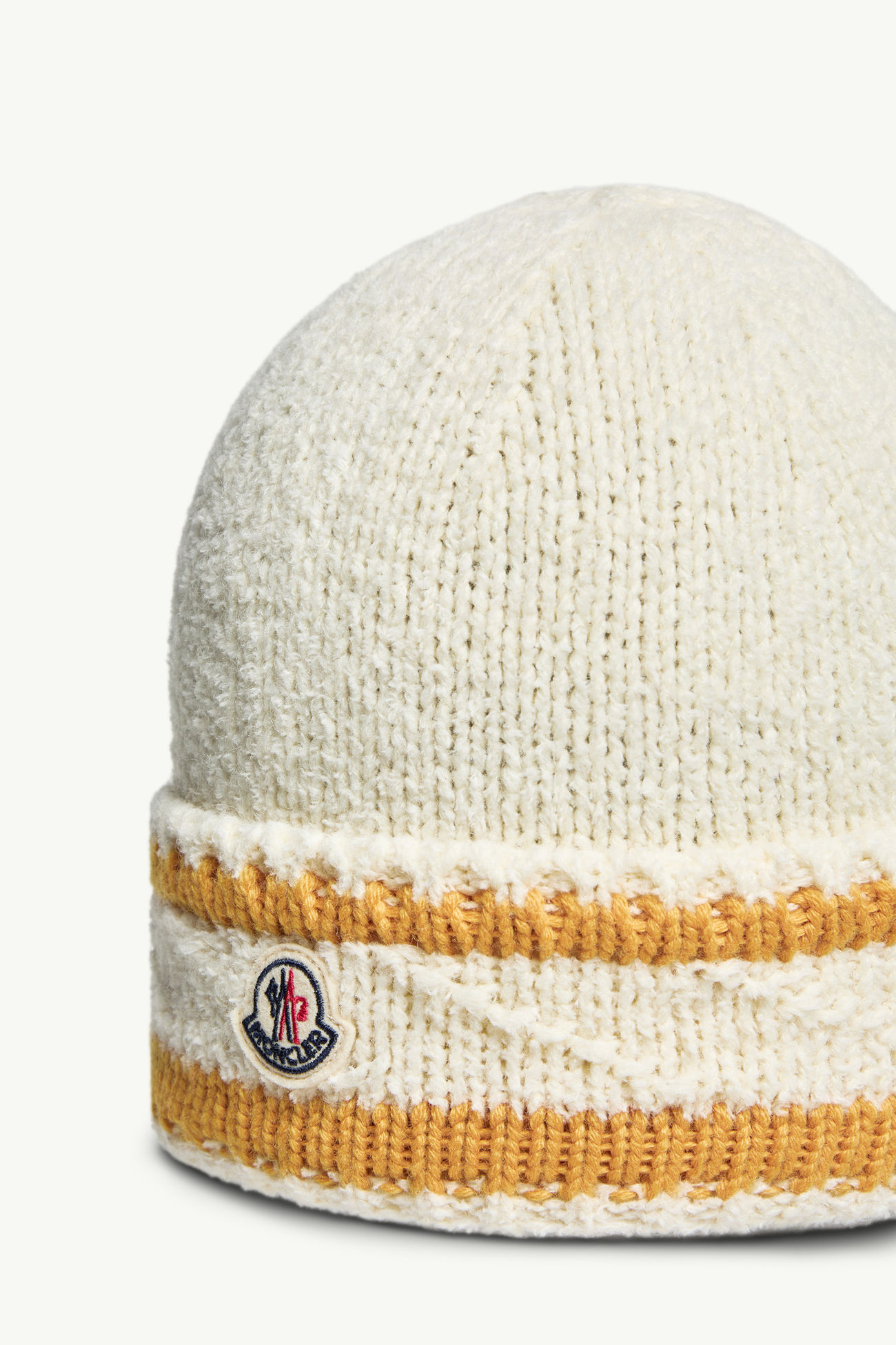 Gestreifte Beanie-Mütze aus einer Woll-Baumwollmischung Damen Weiß Moncler 2