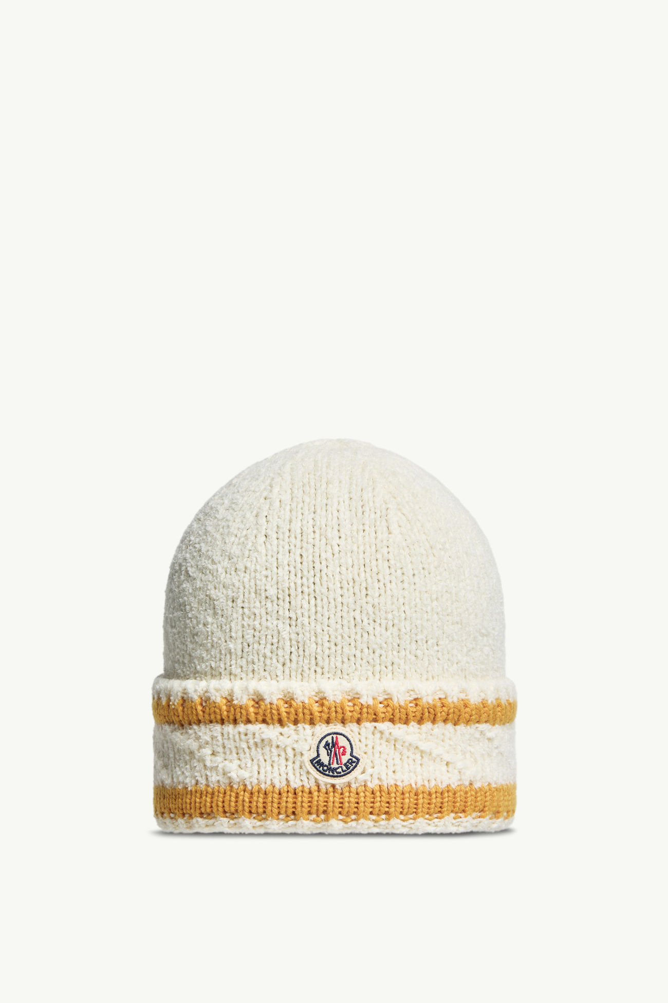 Striped Wool & Cotton Blend Beanie Women White Moncler 0