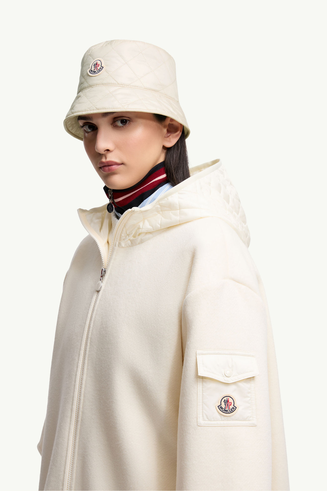 Wattierter Fischerhut mit Rautensteppung Damen Hellbeige Moncler 1