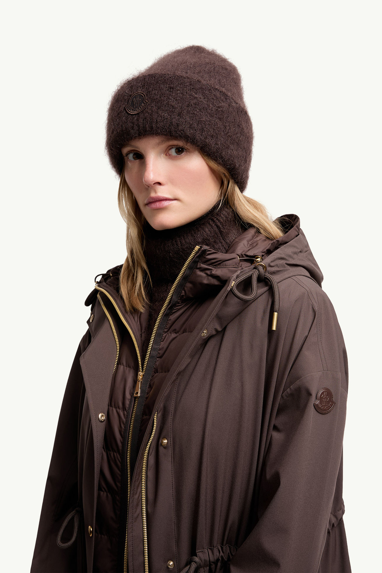 Bonnet en laine et mohair mélangés Femmes Marron Foncé Moncler 1