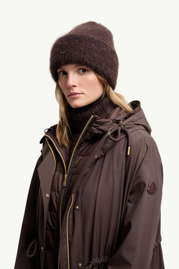 Mohair & Wool Blend Beanie Women Dark Brown Moncler 1