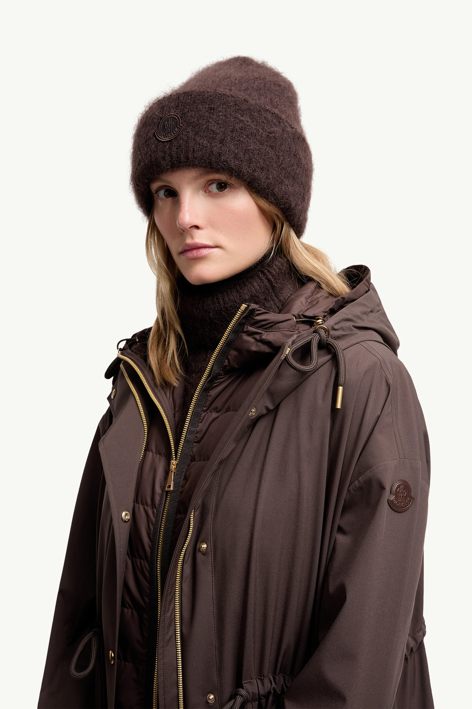 Mohair & Wool Blend Beanie Women Dark Brown Moncler 1