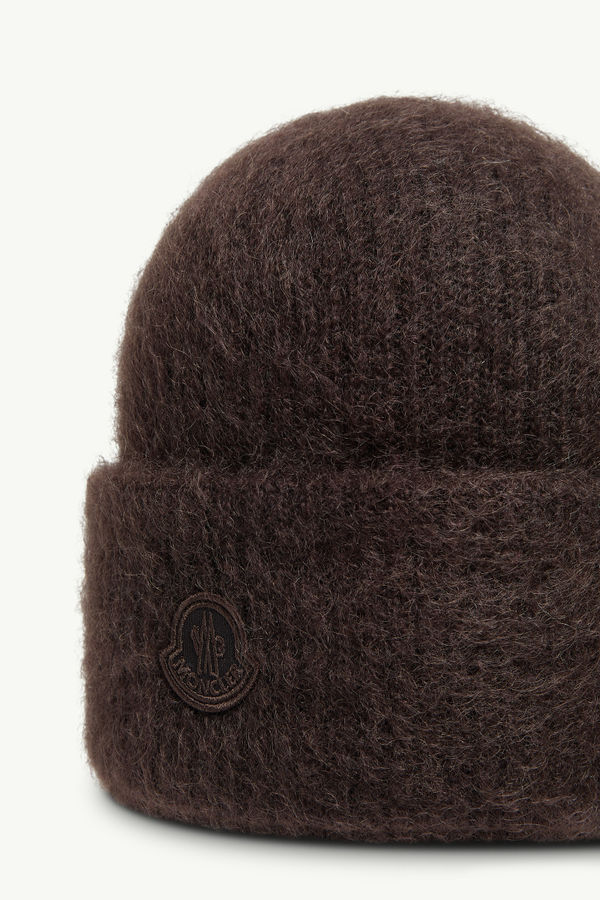 Mohair & Wool Blend Beanie Women Dark Brown Moncler 2