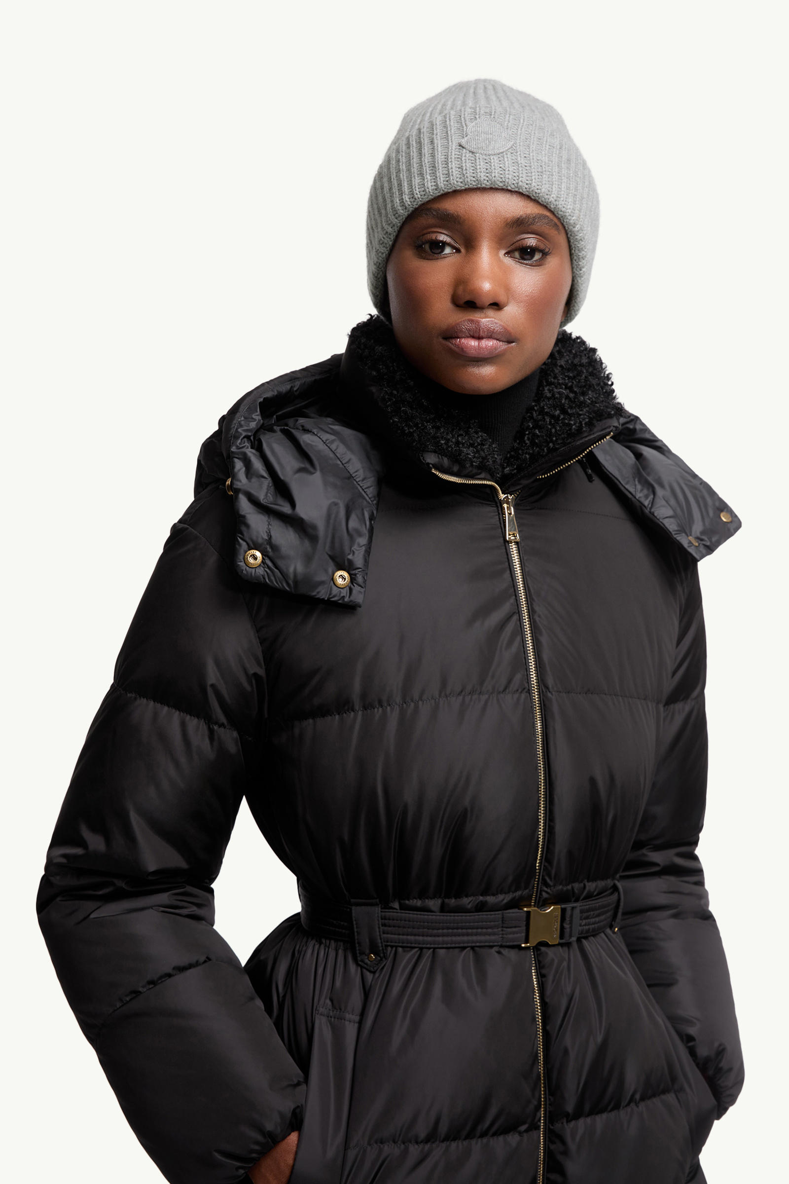 Cashmere Beanie Women Gray Moncler 1