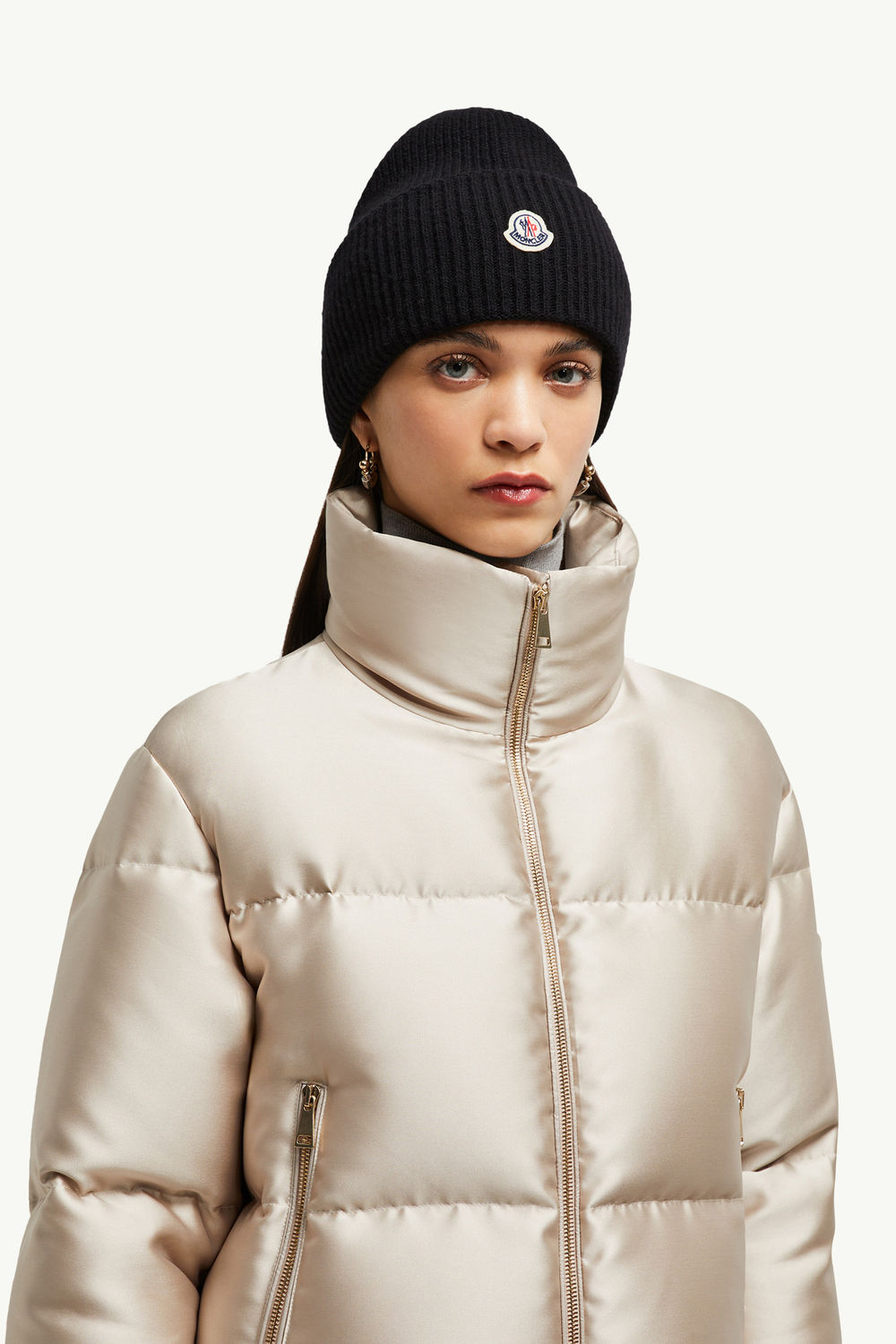 Wool Beanie Women Black Moncler 1