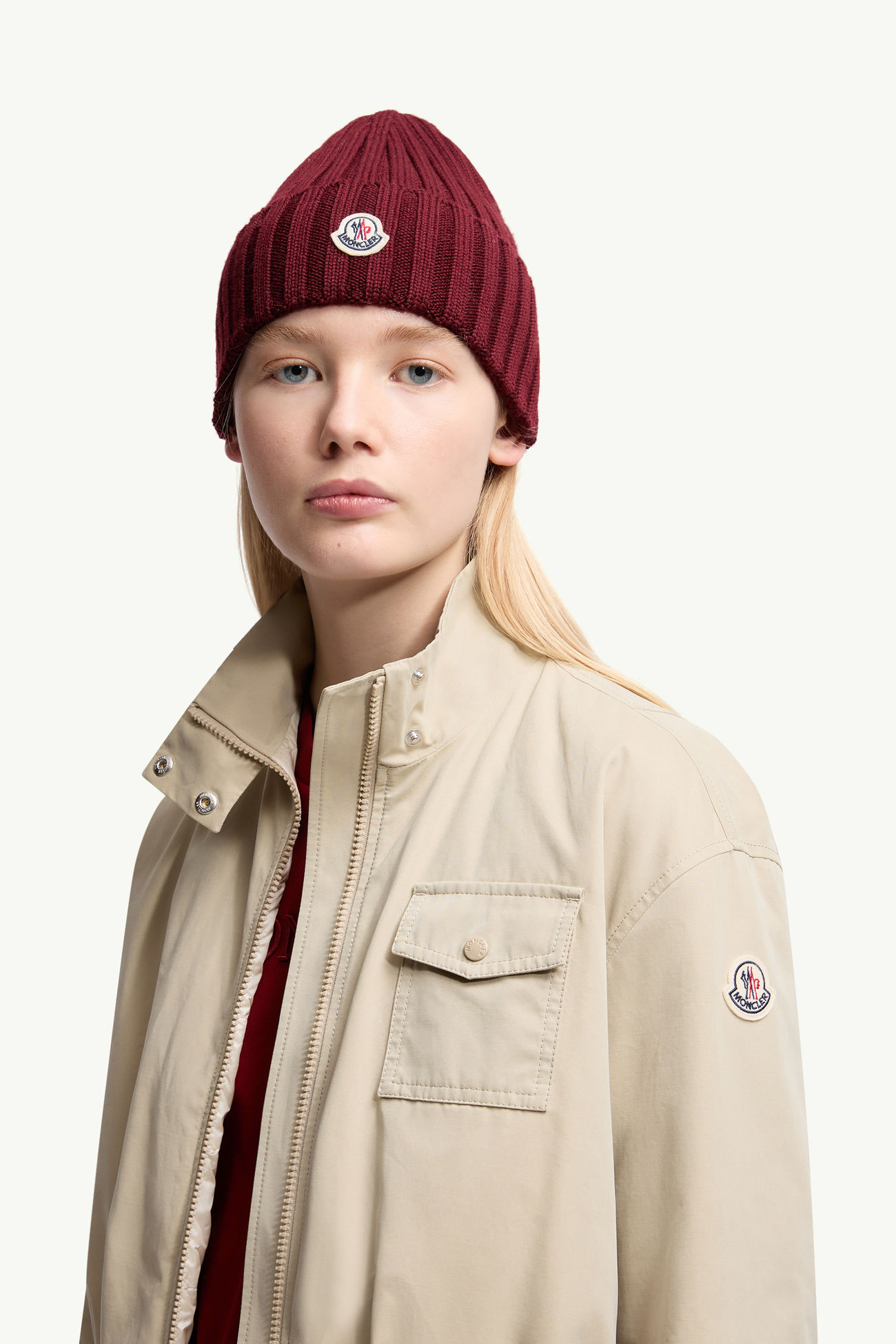 羊毛冷帽 女士 酒紅色 Moncler 1