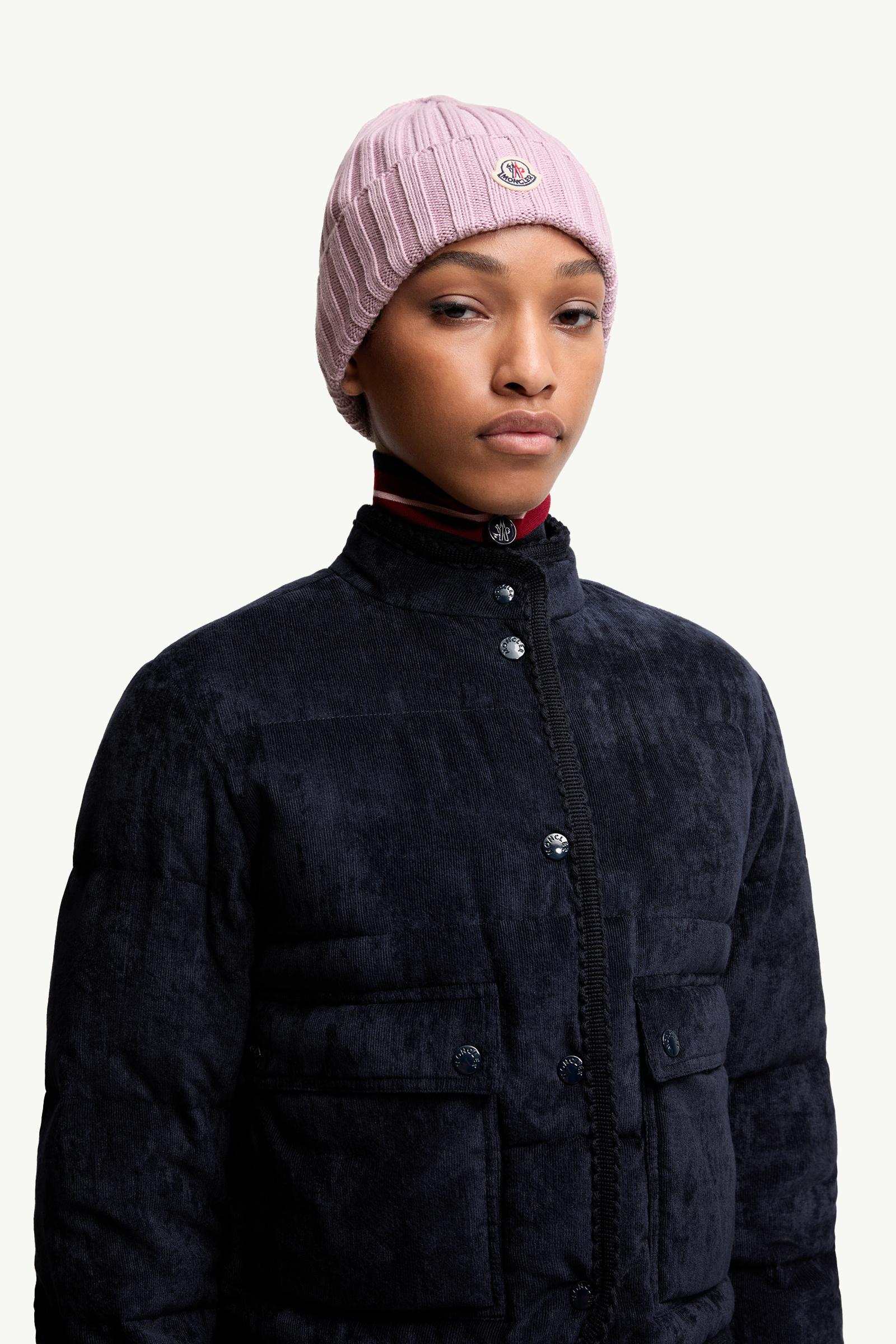 Moncler モンクレール モンクレ ピンクニット帽 ファー付き ピンク 