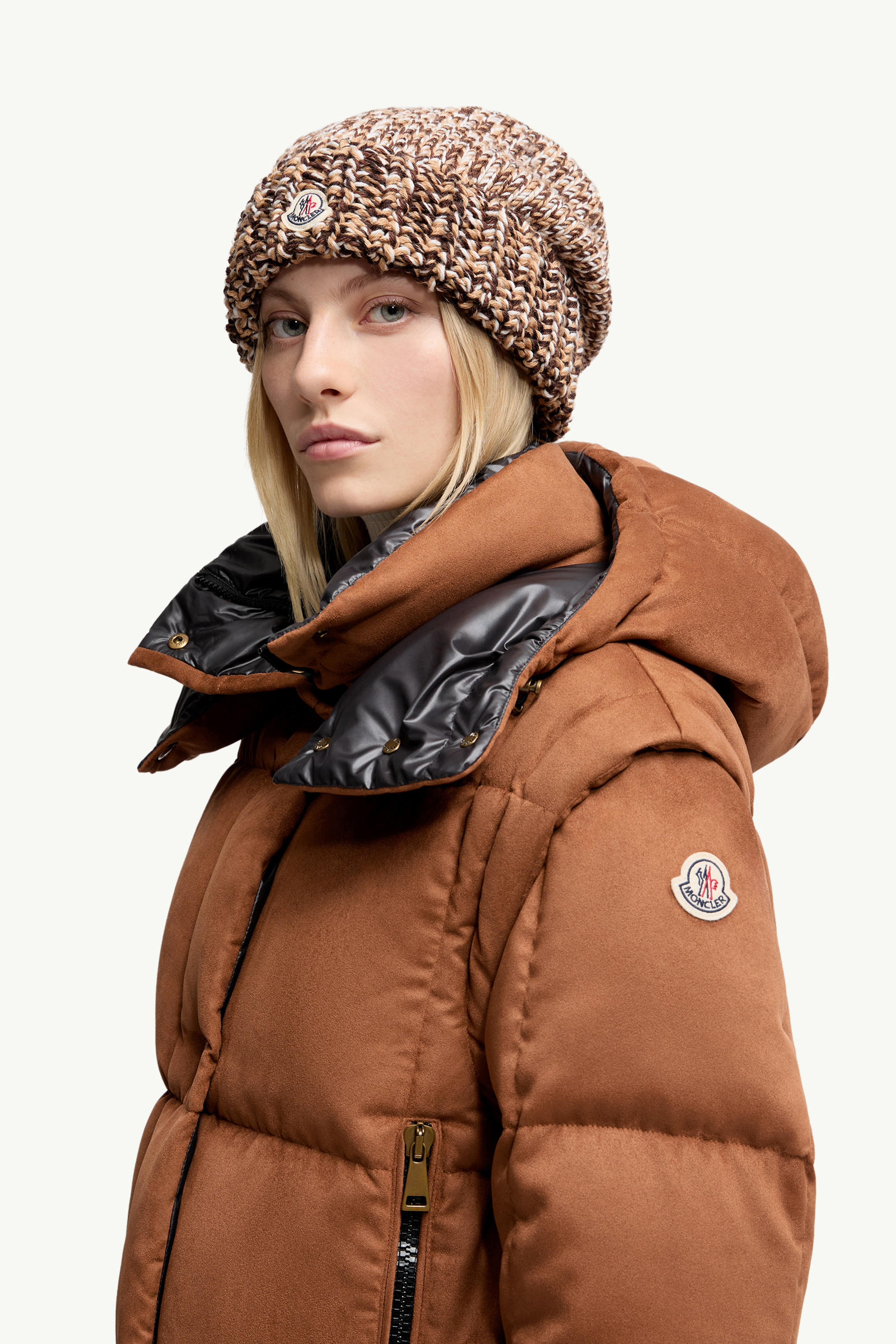 Mouliné Wool Blend Beanie Women Brown Moncler 1
