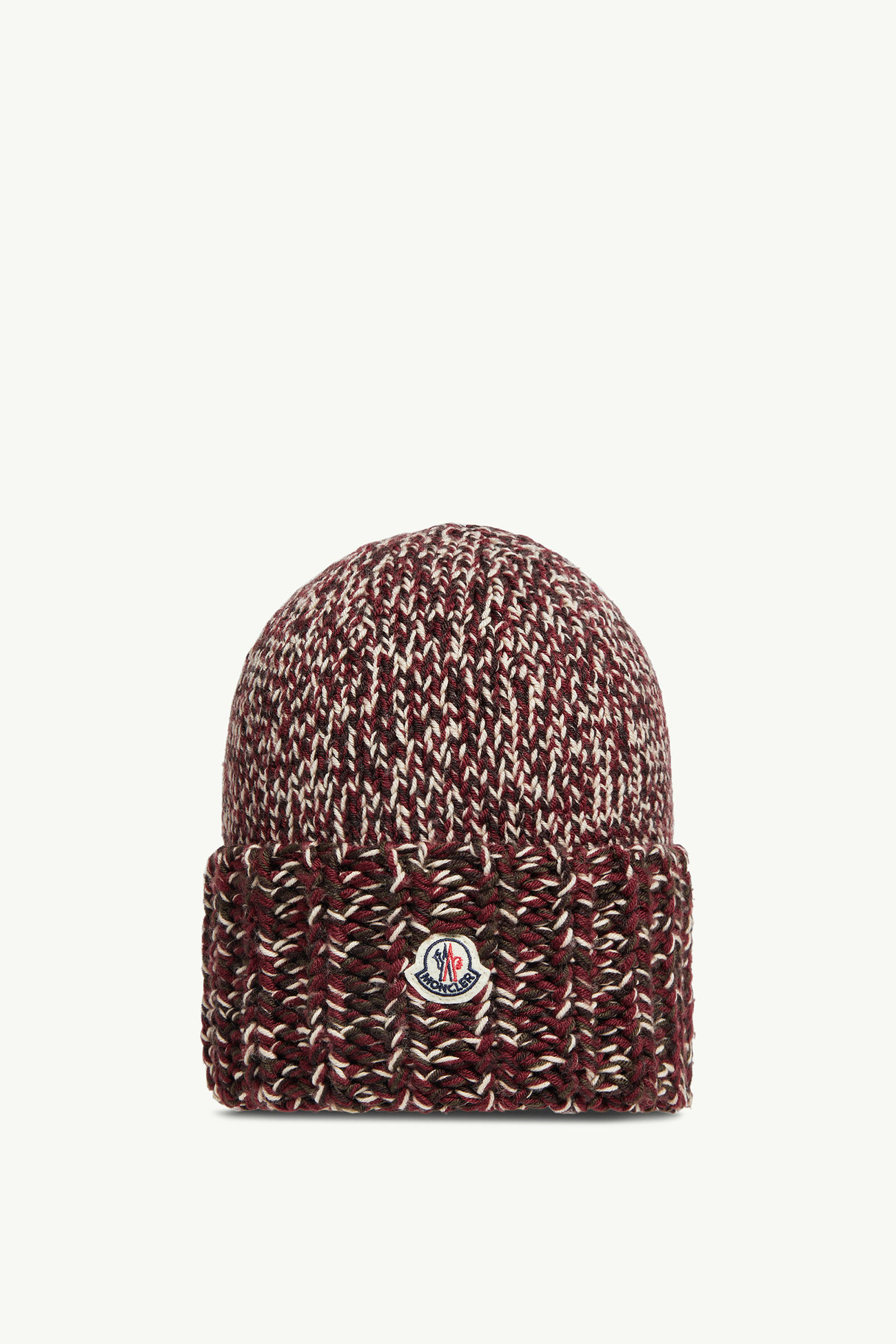 四股花色羊毛混紡冷帽 女士 酒紅色 Moncler 0