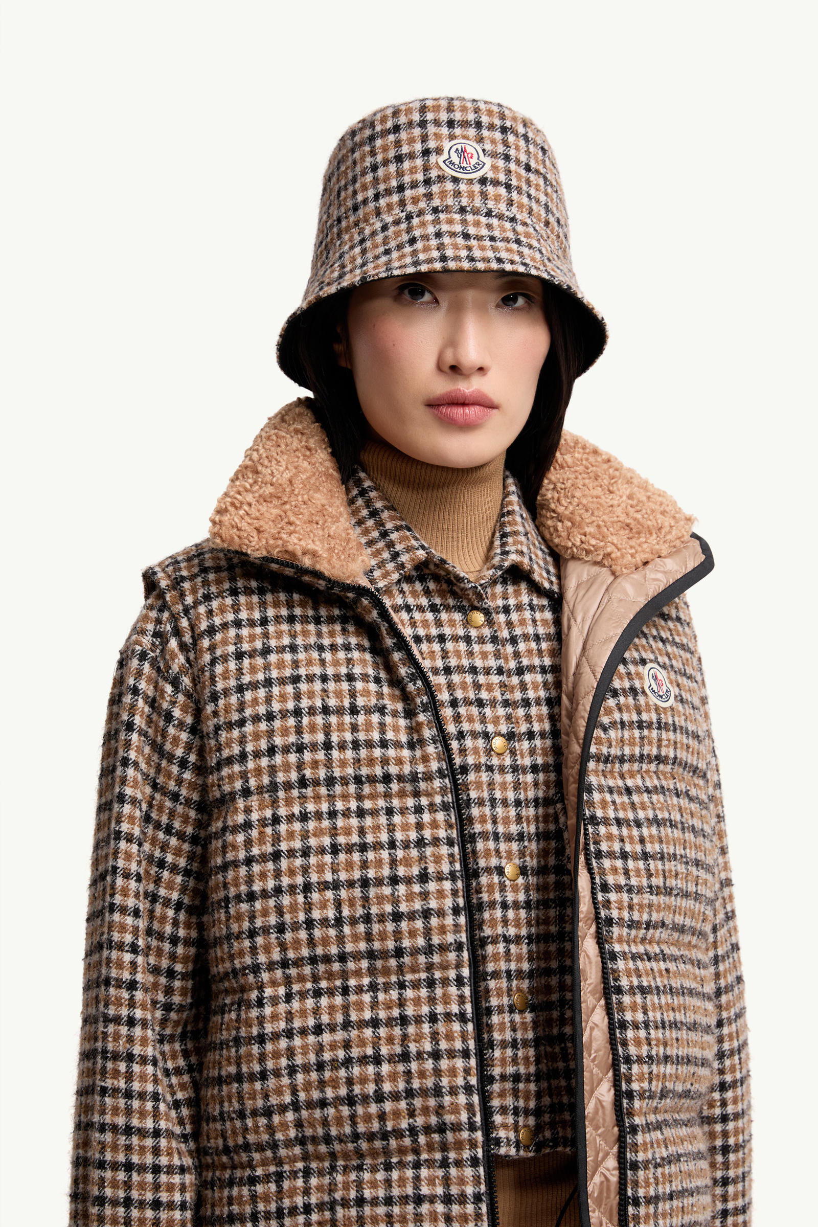 Reversible Wool Blend Bucket Hat Women Brown & Black Moncler 1