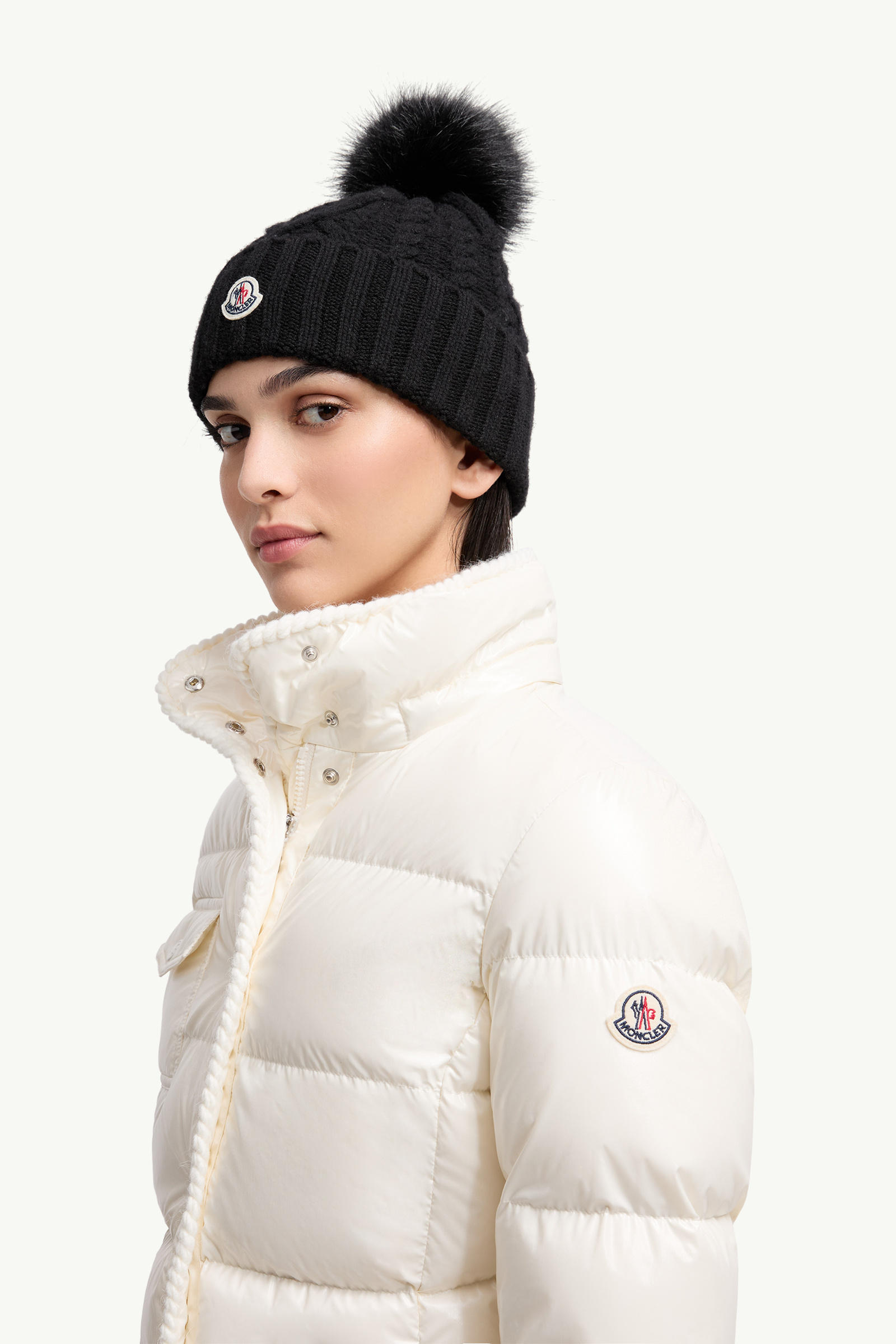 絨球裝飾羊絨混紡冷帽 中性 黑色 Moncler 1